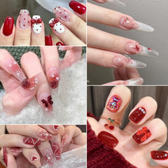 editTime lifestyle shot of beach-ready nails using red-accented charms for summer