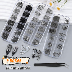 editTime applied on a fingernail showing glam goth design and wearable comfort