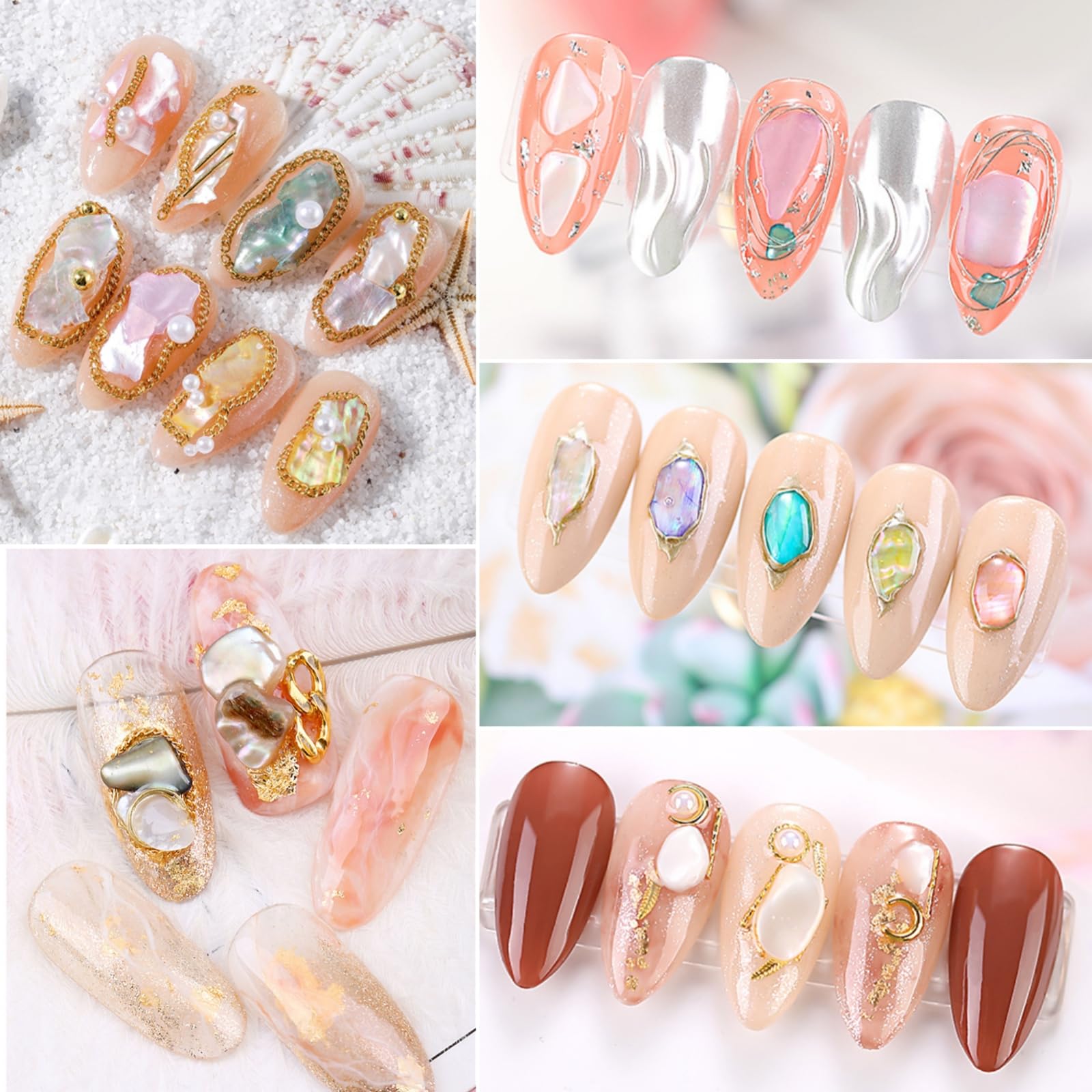 editTime abalone slices embedded in cured gel nail showing depth and protection