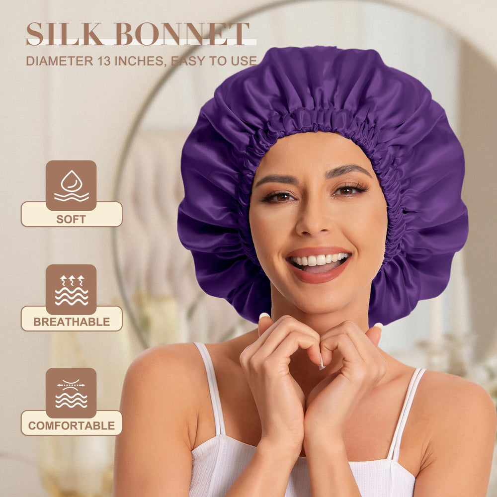 Edoneery bonnet elastic band detail illustrating secure comfortable overnight hold