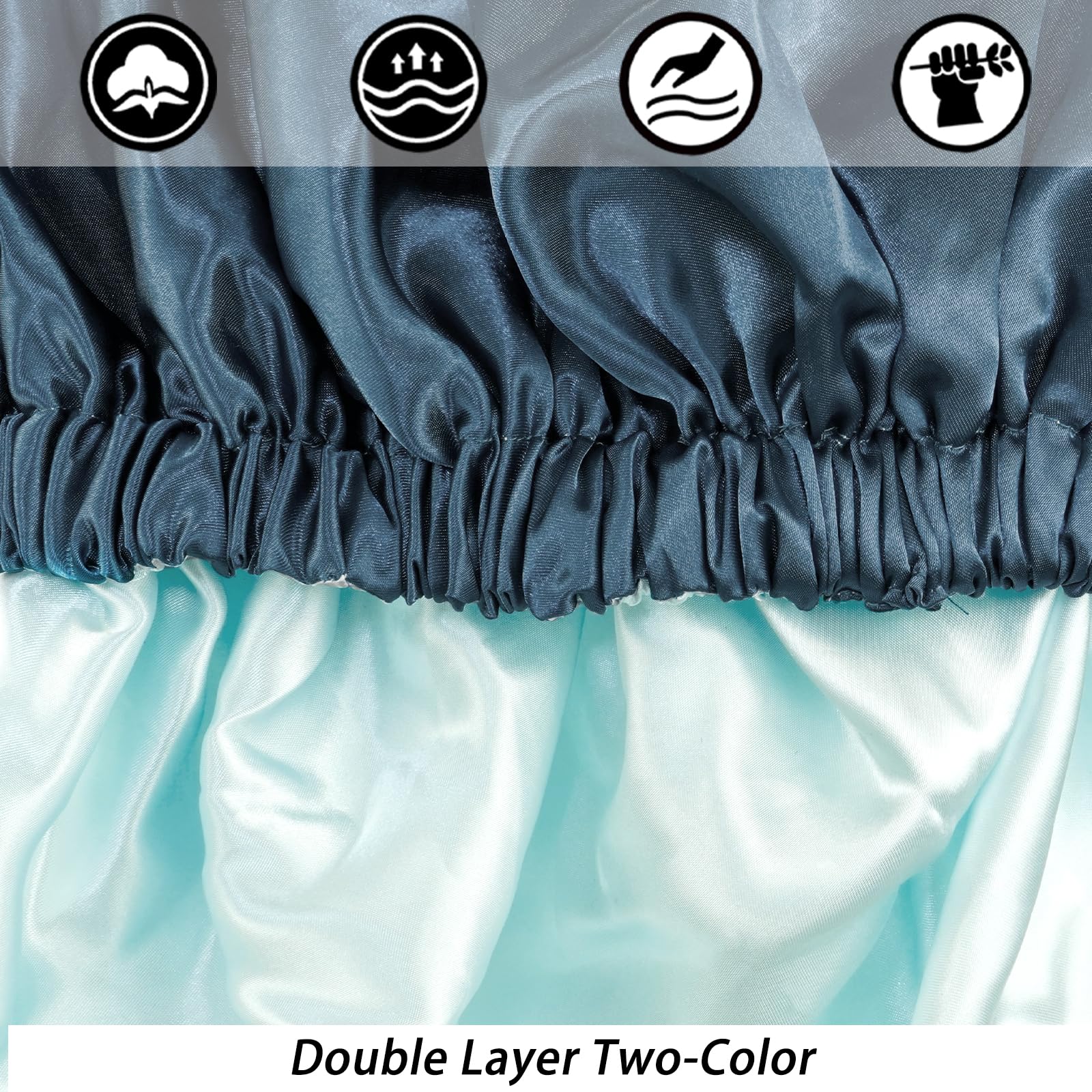 Edoneery bonnet on bedside with robe showing stylish at-home hair protection