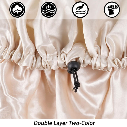 Edoneery double-layer closeup highlighting plush satin texture and extra protection