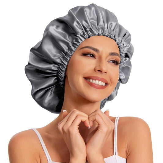 Edoneery front view dark grey bonnet showing full slouchy coverage and neat fit
