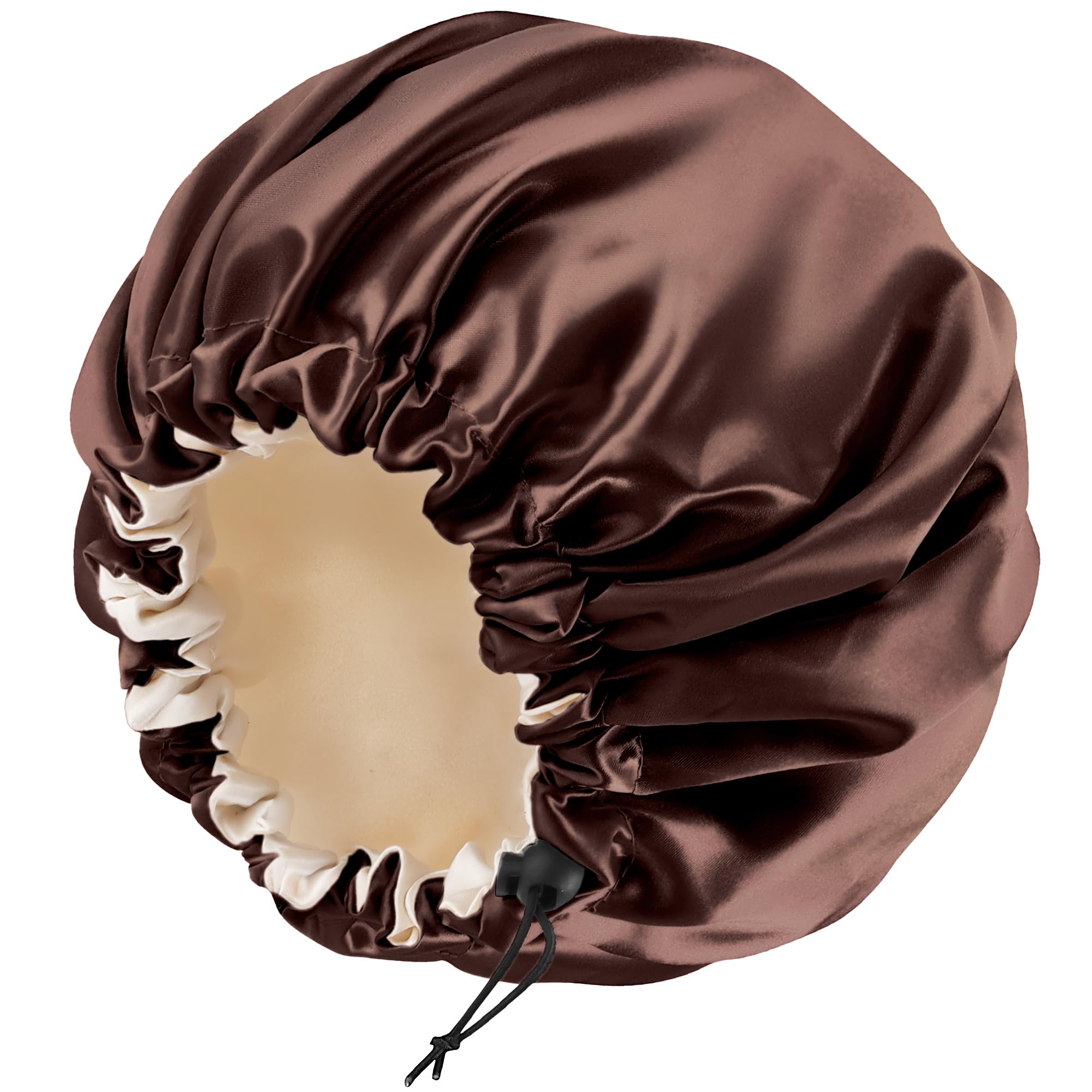 Edoneery front view satin bonnet showing smooth protection and comfort