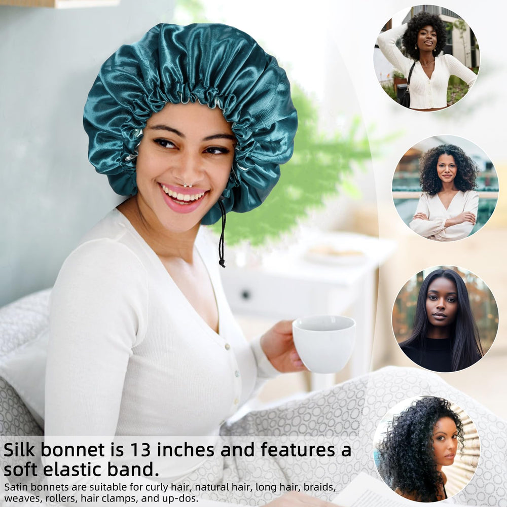Edoneery bonnet in use on curly hair preserving curls and reducing frizz benefit