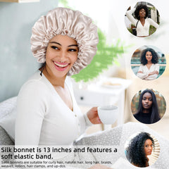 Edoneery bonnet on curly hair preserving curls and reducing overnight frizz