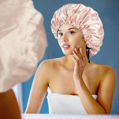 Edoneery bonnet beside ruler showing roomy volume for braids