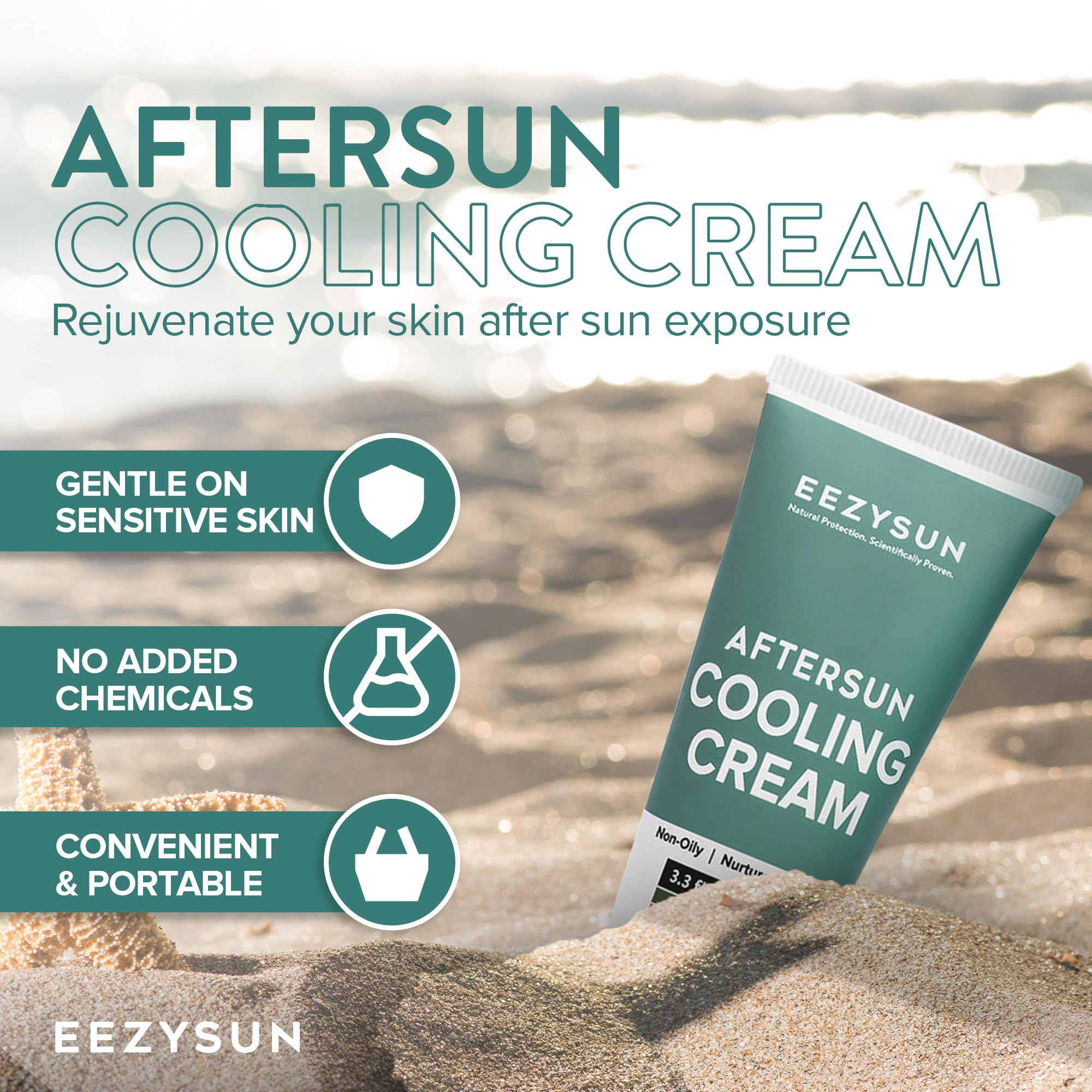 EEZYSUN applied on forearm calming sun-exposed skin visibly
