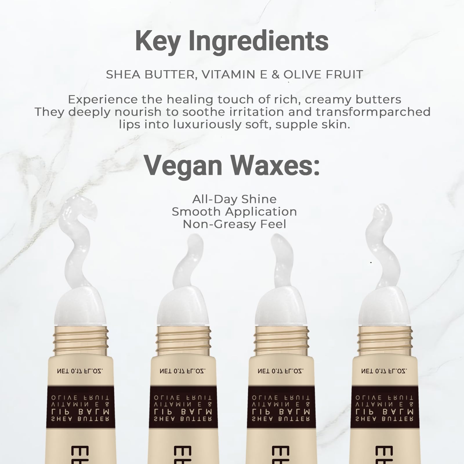 EFFIEBETY open tube revealing balm surface and subtle sheen for long-lasting moisture