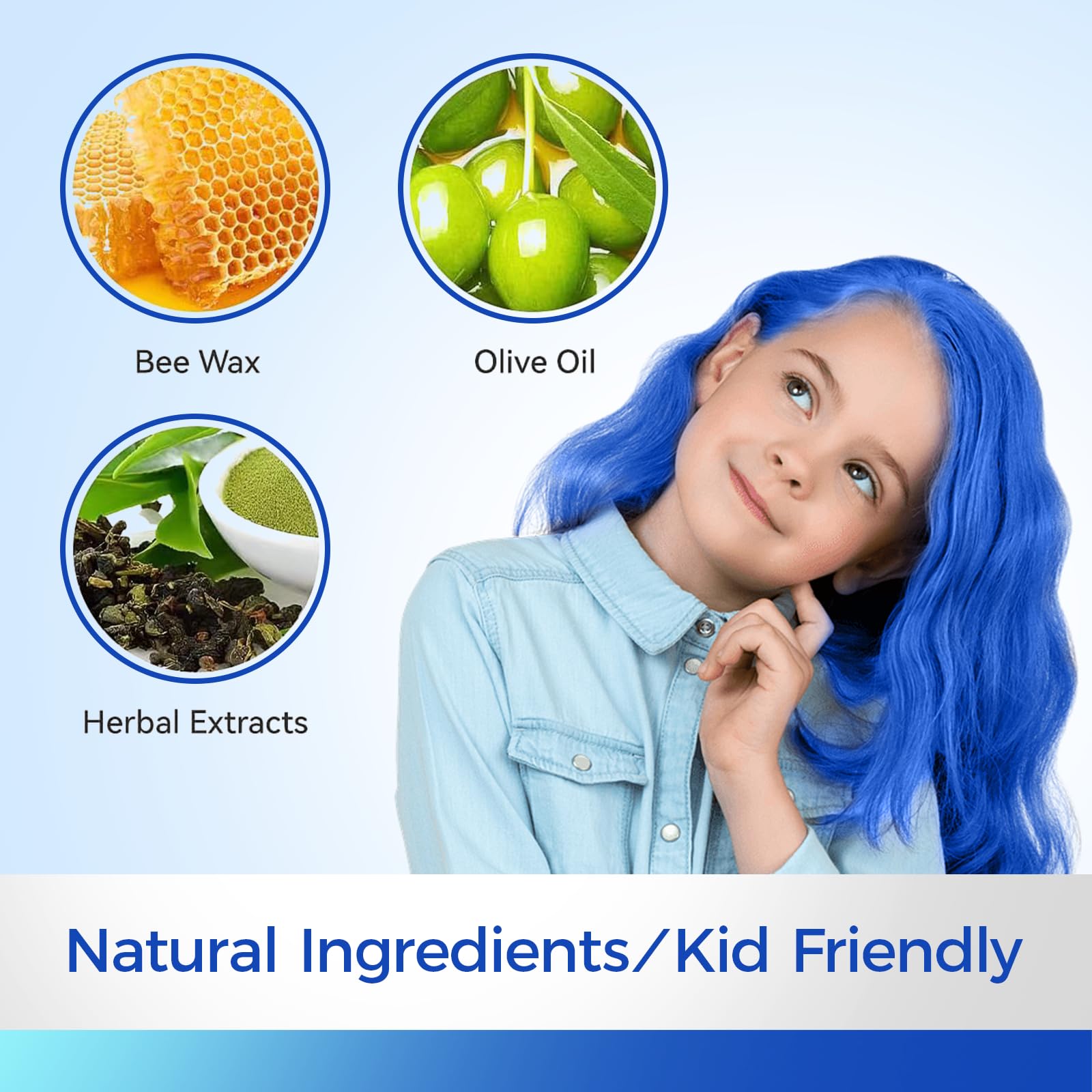 EFLY stylist blow-drying treated hair to set blue color and hold