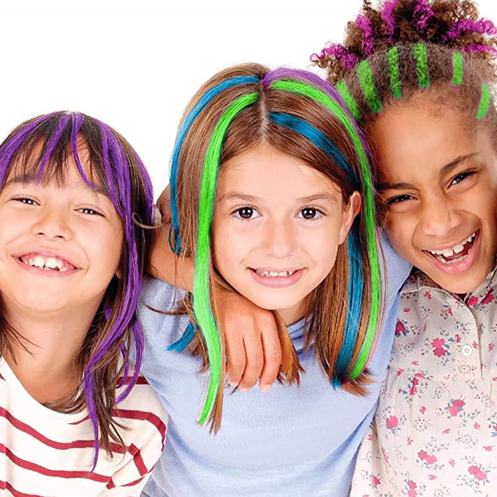 EFLY styled shoulder-length green hair on female model showing glossy finish