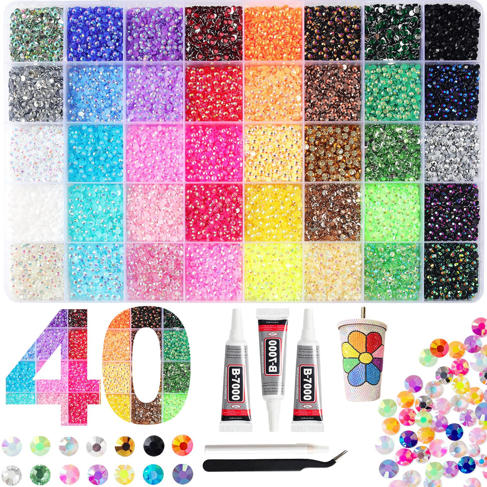 EGKamh front packaging showing full rhinestone kit and included tools for easy crafting