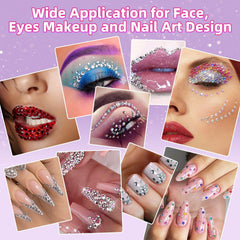 EGKamh rhinestones applied on nails demonstrating fine-detail application and cosmetic sparkle