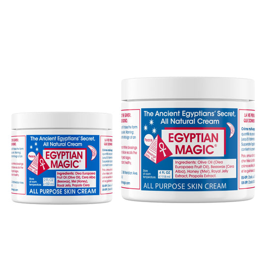Egyptian Magic front jar showing label and benefits