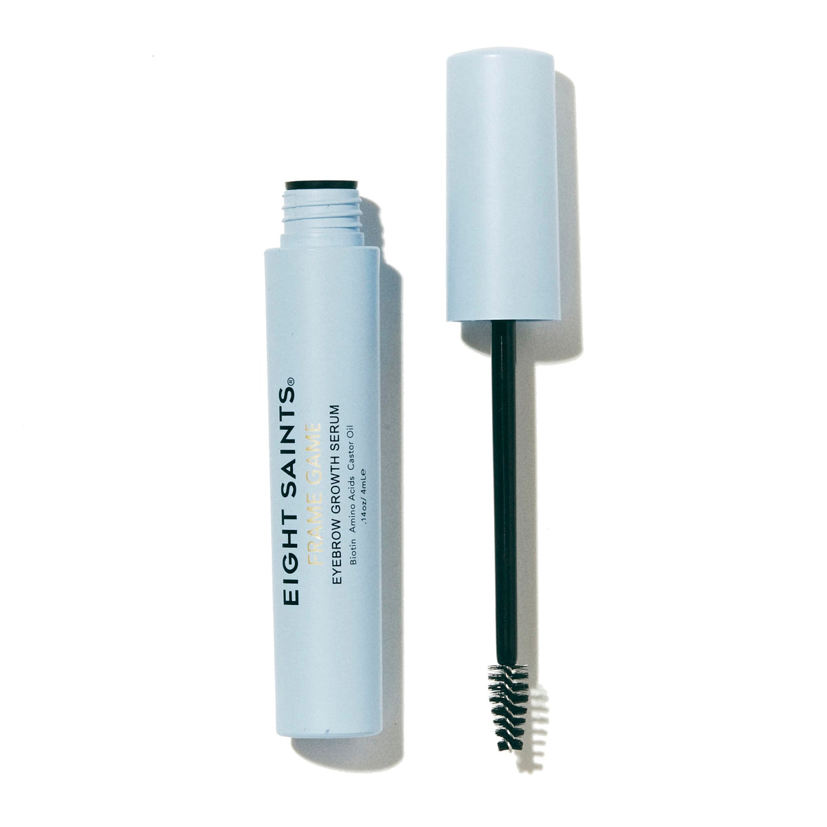 Eight Saints front packaging showing compact serum bottle and labeling benefit
