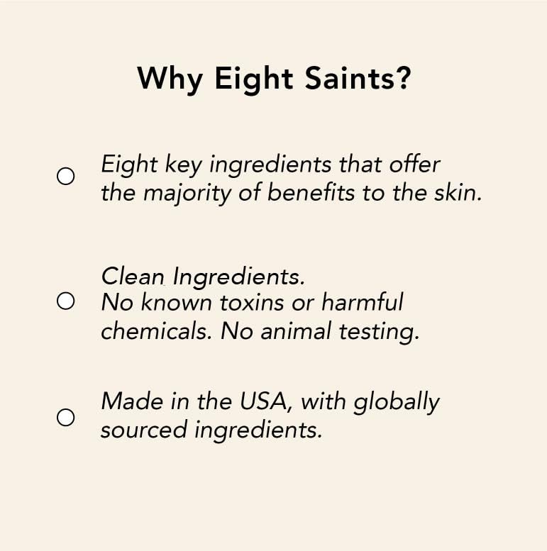 Close-up of Eight Saints ingredients label listing biotin and amino acids