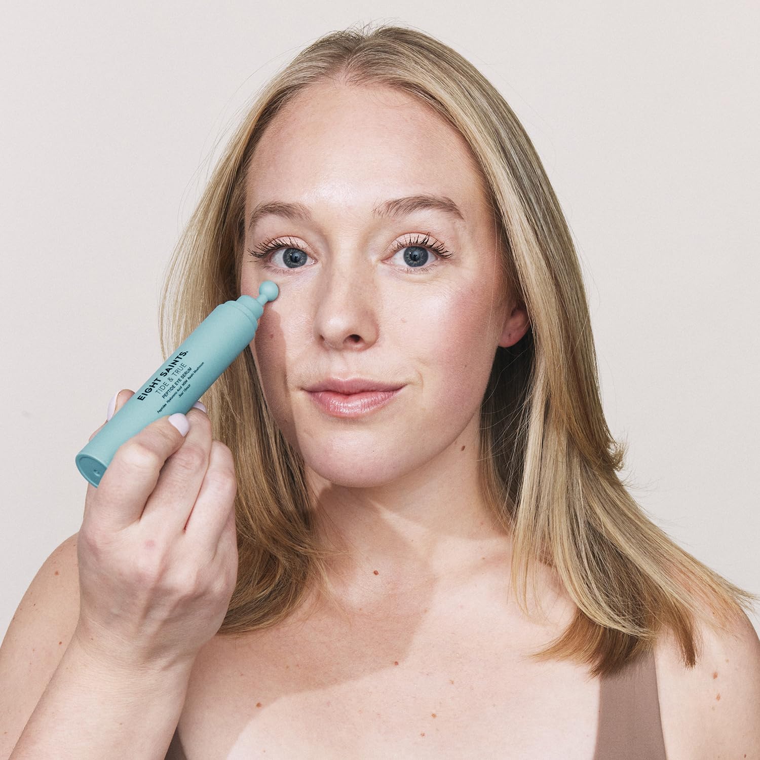 Eight Saints clear gel serum texture on fingertip showing lightweight hydration