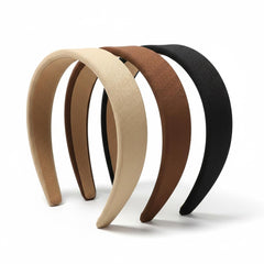 EIOAUY front view of three neutral headbands showing sleek shape and instant polish