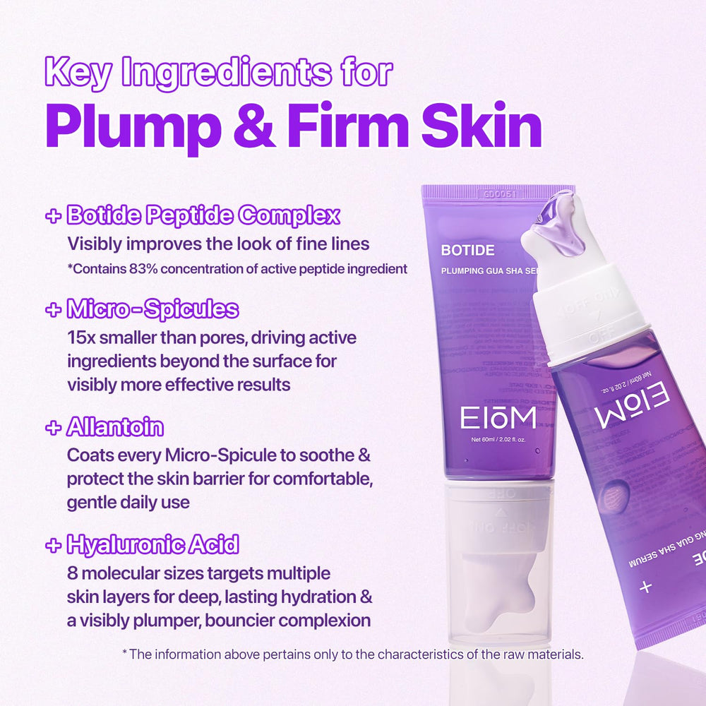 EIOM ingredient label showing peptides and hyaluronic benefits