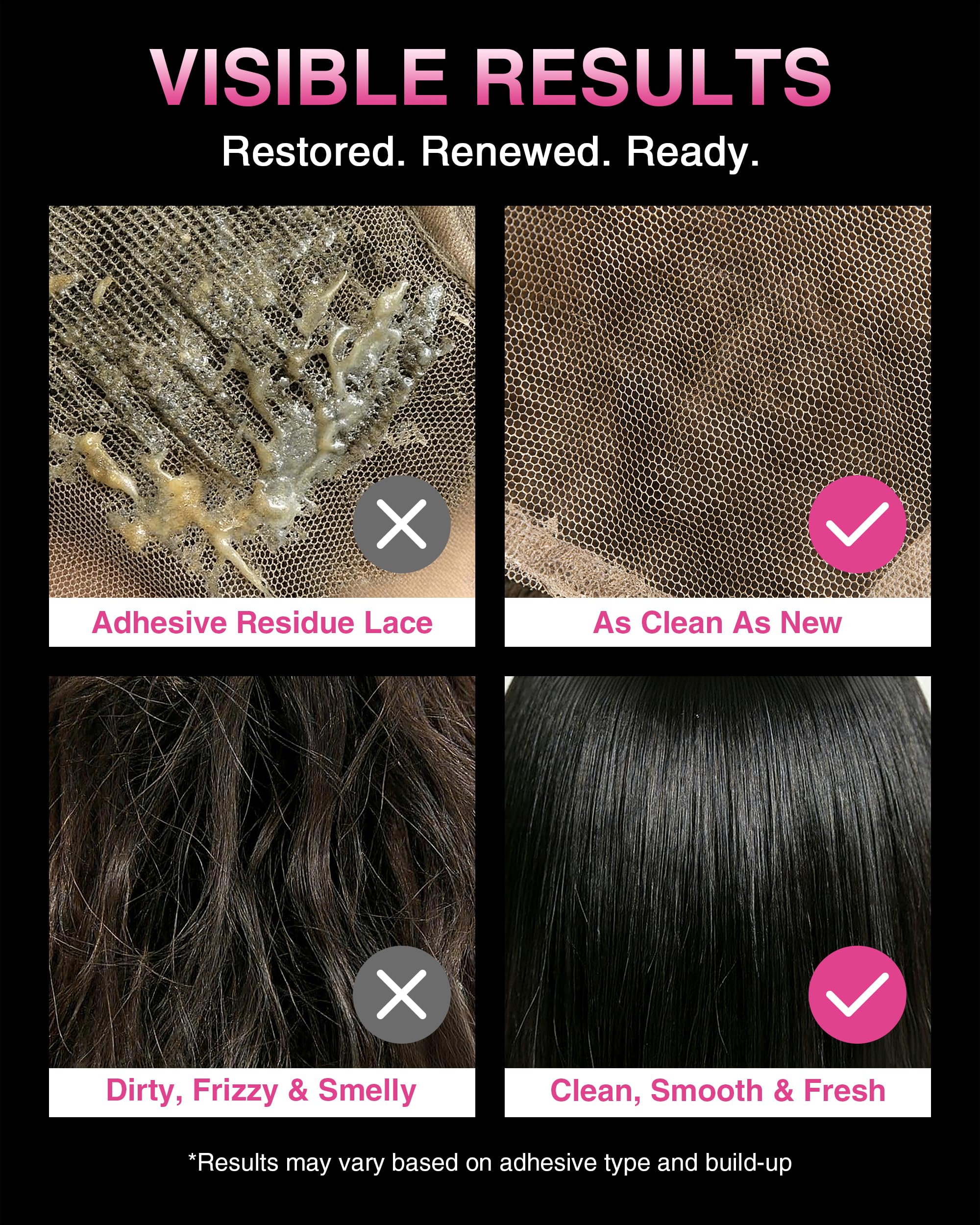 EJW applied to a lace-front wig hairline demonstrating gentle adhesive lift