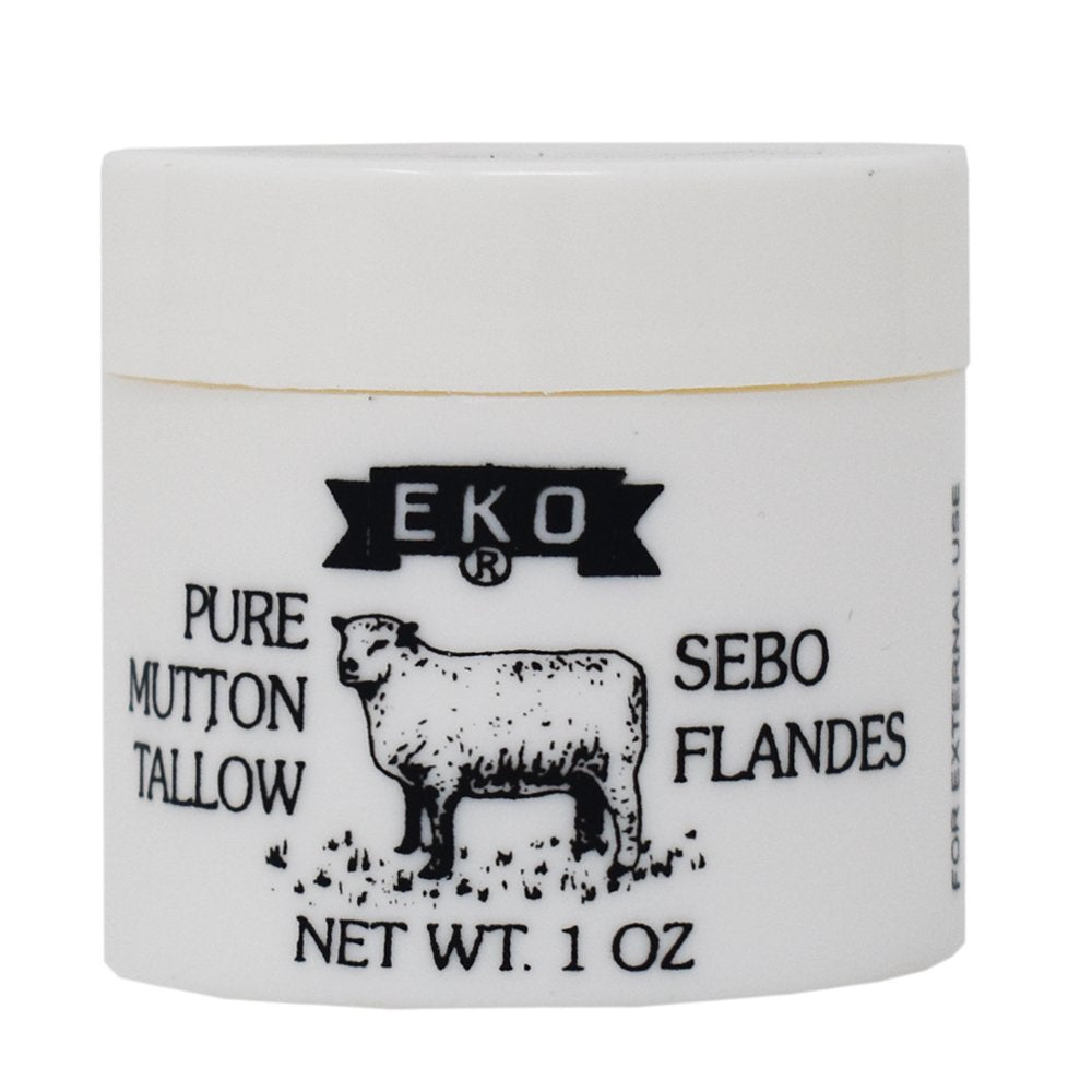 EKO mutton tallow tin top view showing compact packaging and easy storage benefit