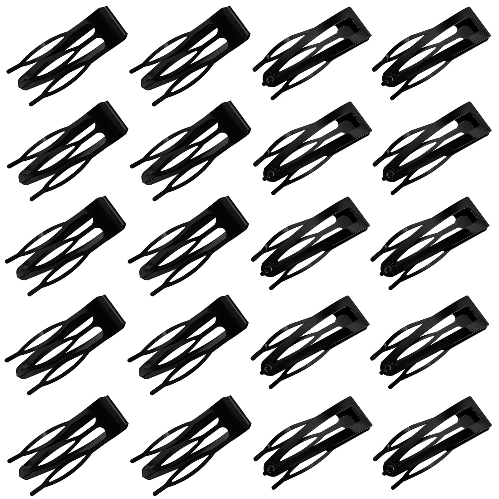 ELANE front view of 20-piece metal snap clips showing quantity and compact design benefit
