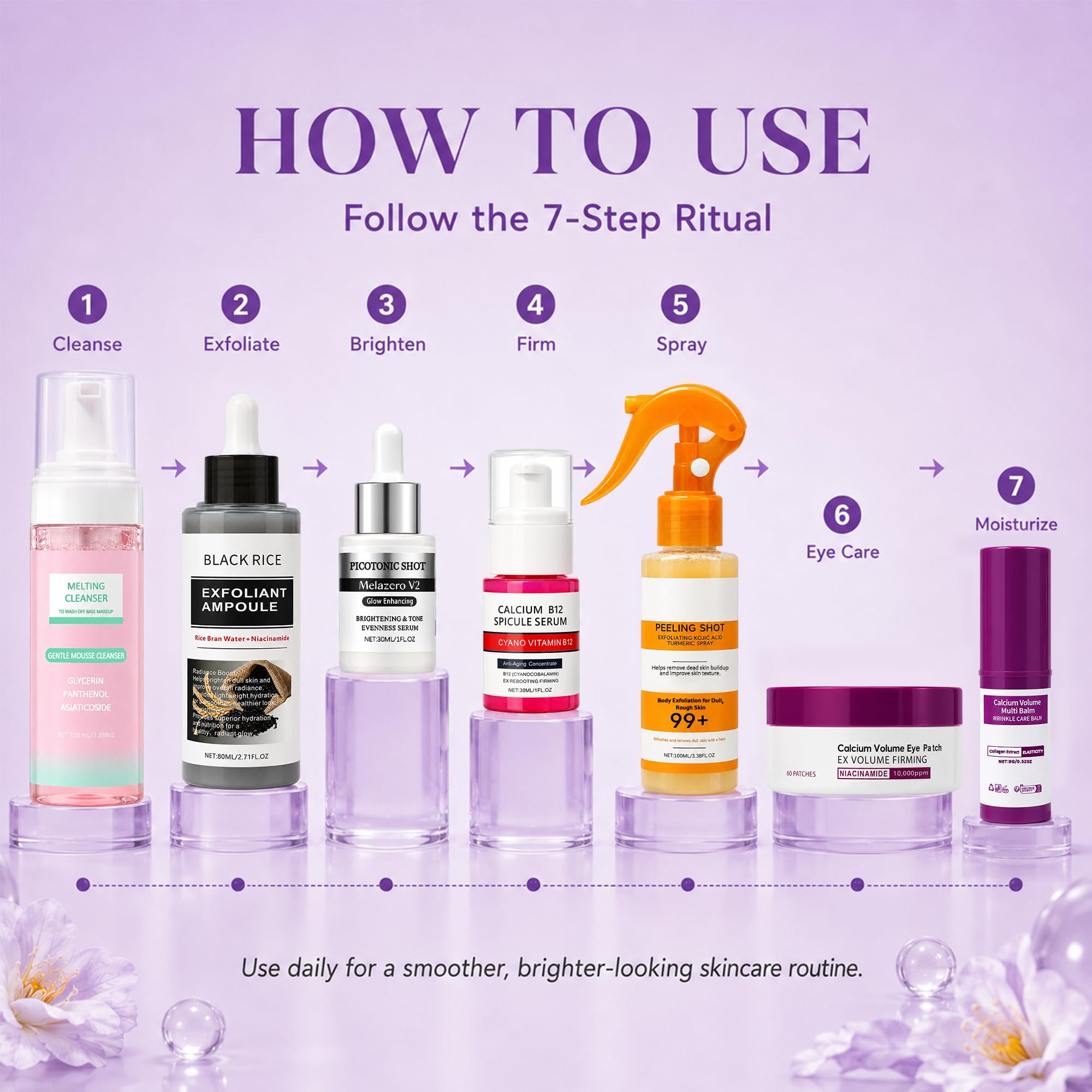 Elarenne lifestyle bathroom routine arranged on counter for daily simplicity benefit