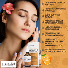 Elastalift ingredients label showing vitamin C hyaluronic acid benefits
