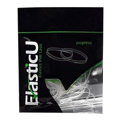 ElasticU front packaging showing clear polybands and resealable pouch for tidy storage