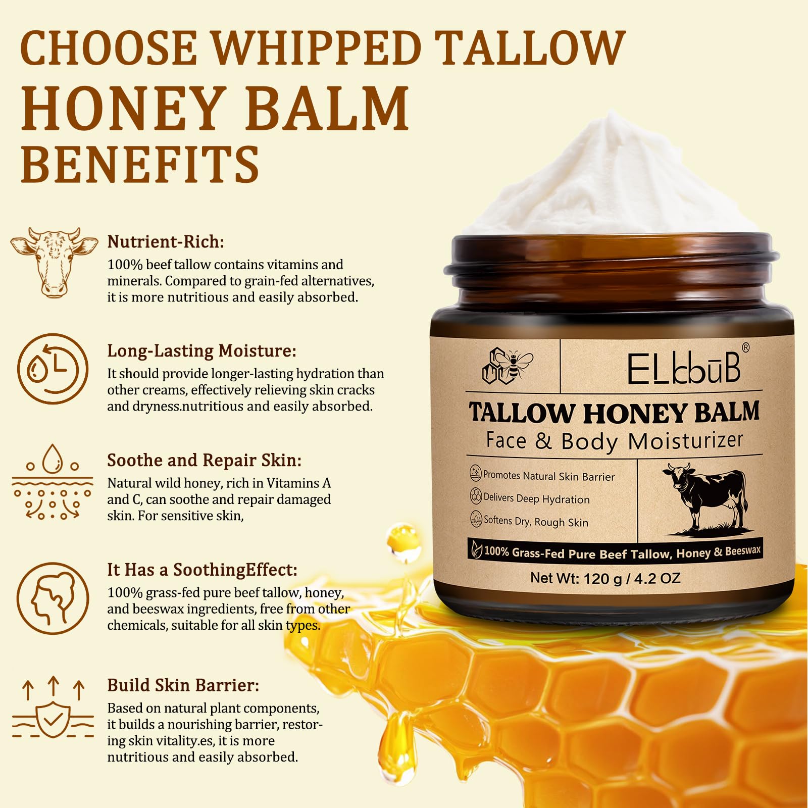 ELBBUB whipped tallow texture close-up highlighting soft spreadability