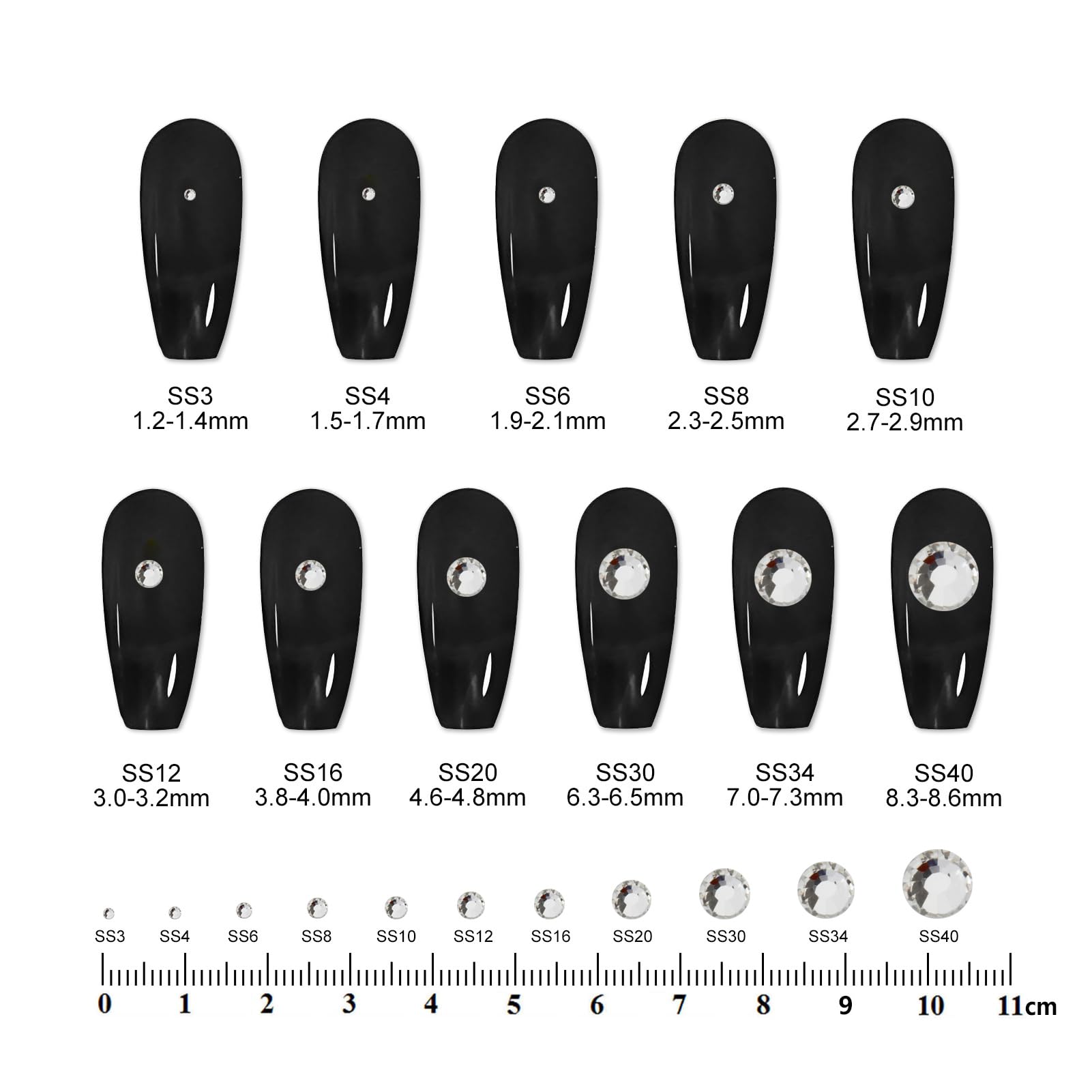 Eleegem stone held on fingertip showing true size and scale