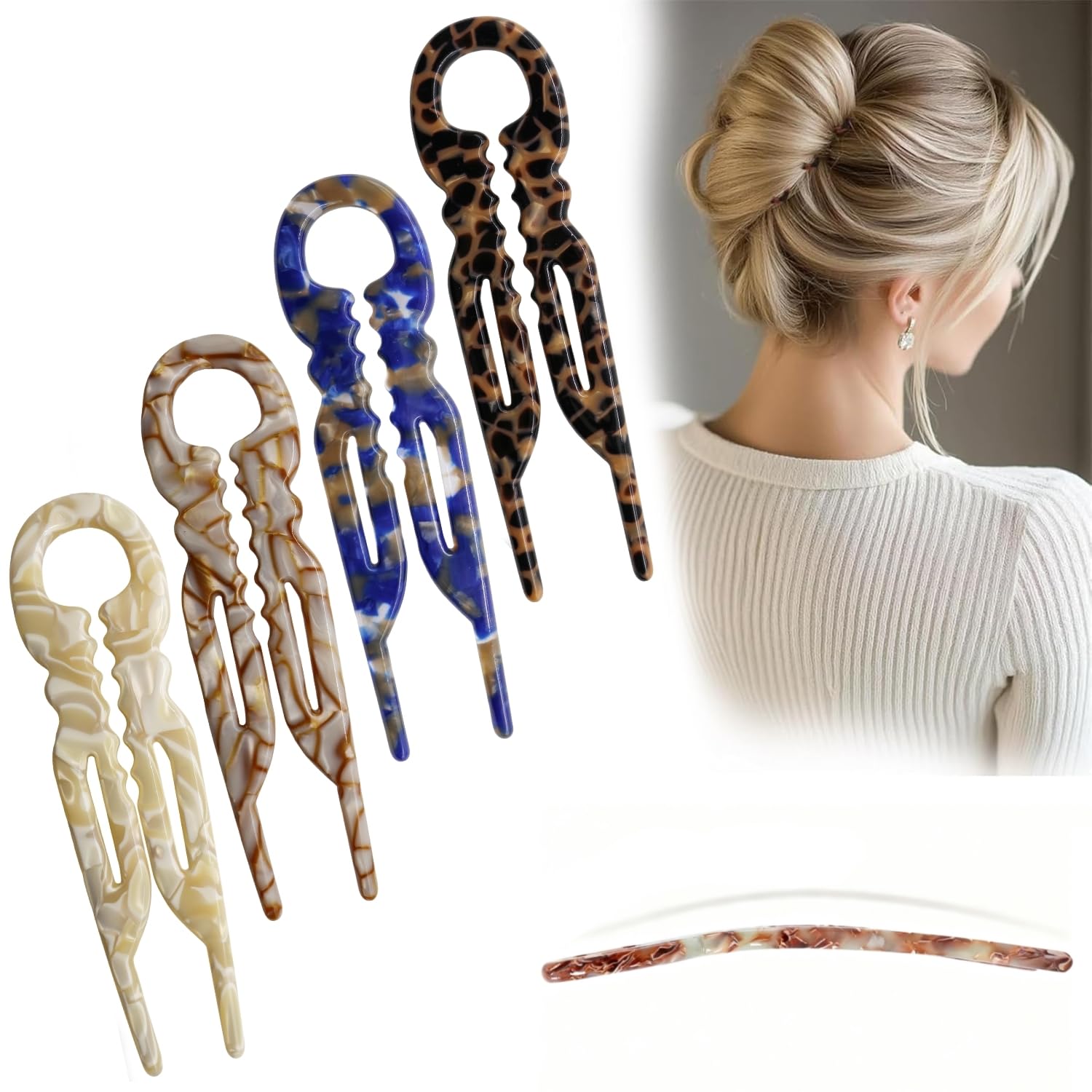 Elefutura front packaging showing four elegant hair pins and styling benefit
