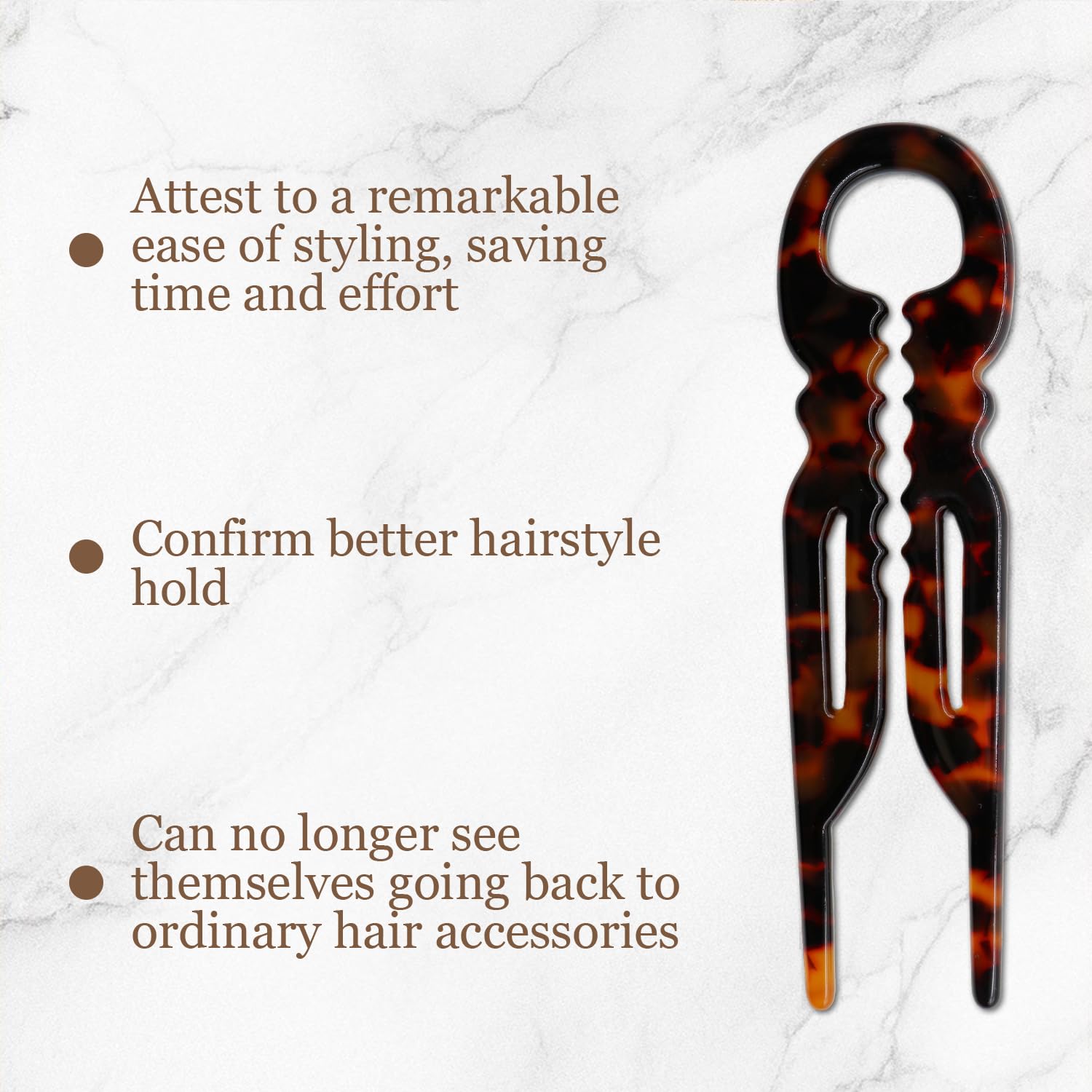 Elefutura hair pin securing an updo demonstrating secure hold benefit