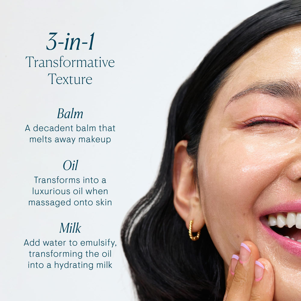 ELEMIS balm melting in palm demonstrating easy makeup dissolution benefit