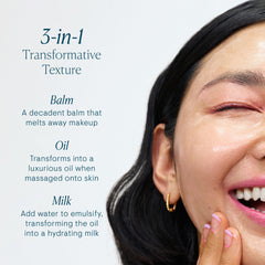ELEMIS balm melting in palm demonstrating easy makeup dissolution benefit