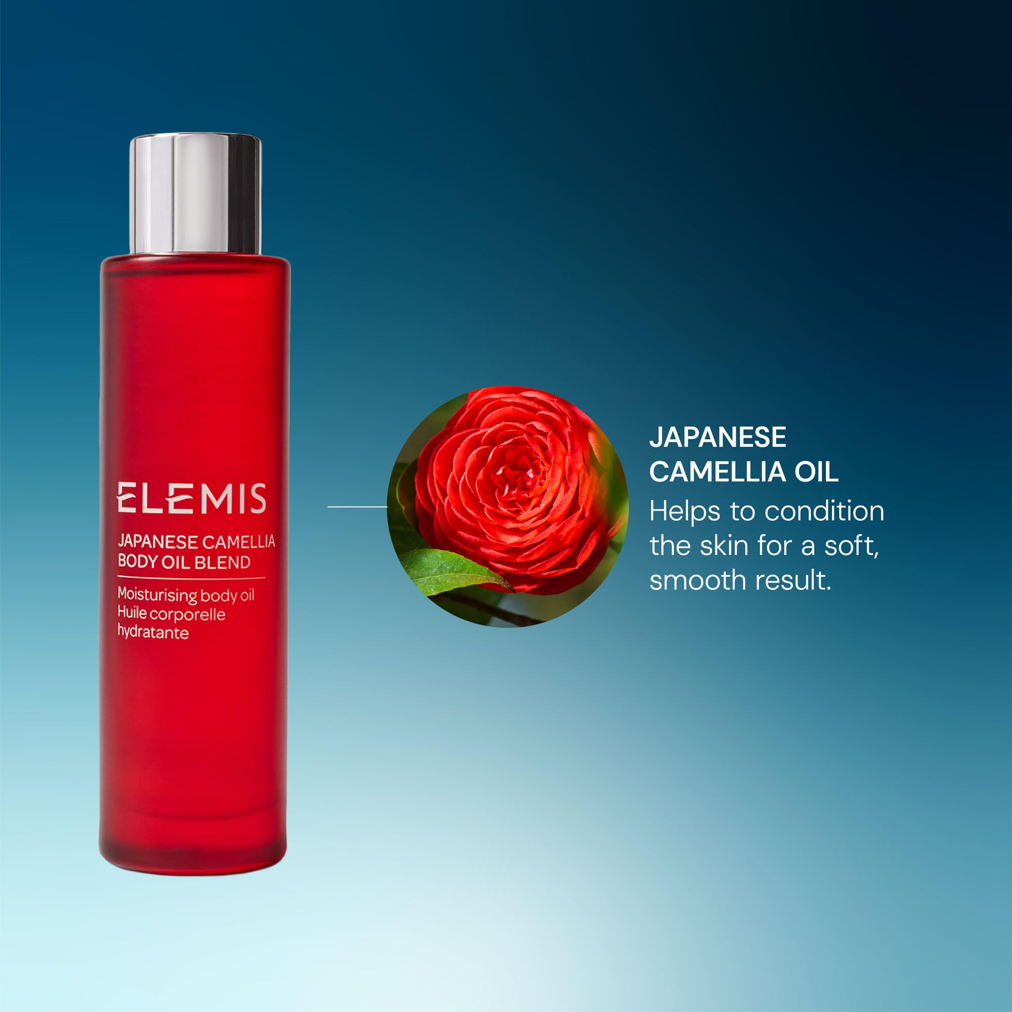 ELEMIS 100 mL bottle next to everyday items showing true size