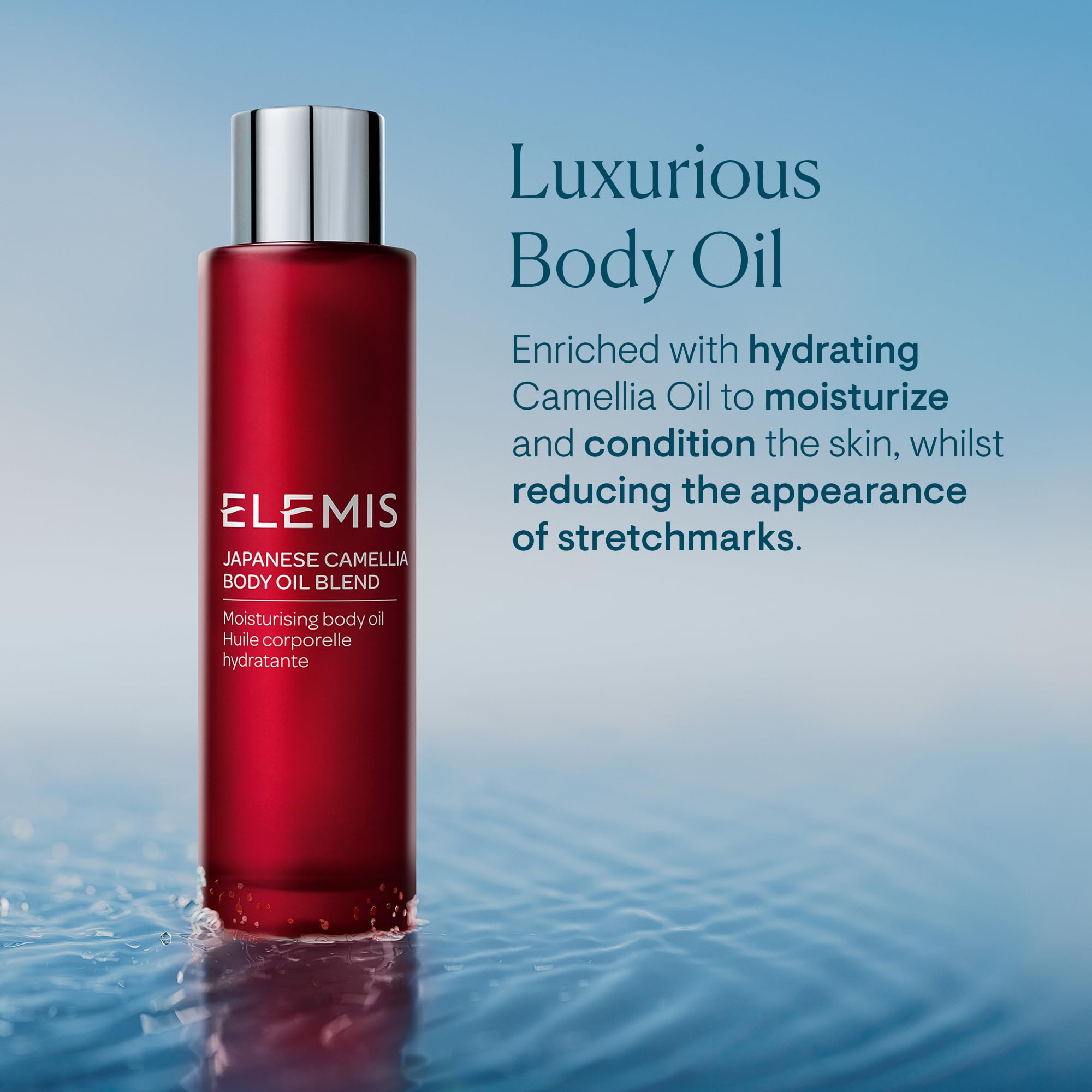 ELEMIS oil texture drop from pump illustrating lightweight absorption benefit