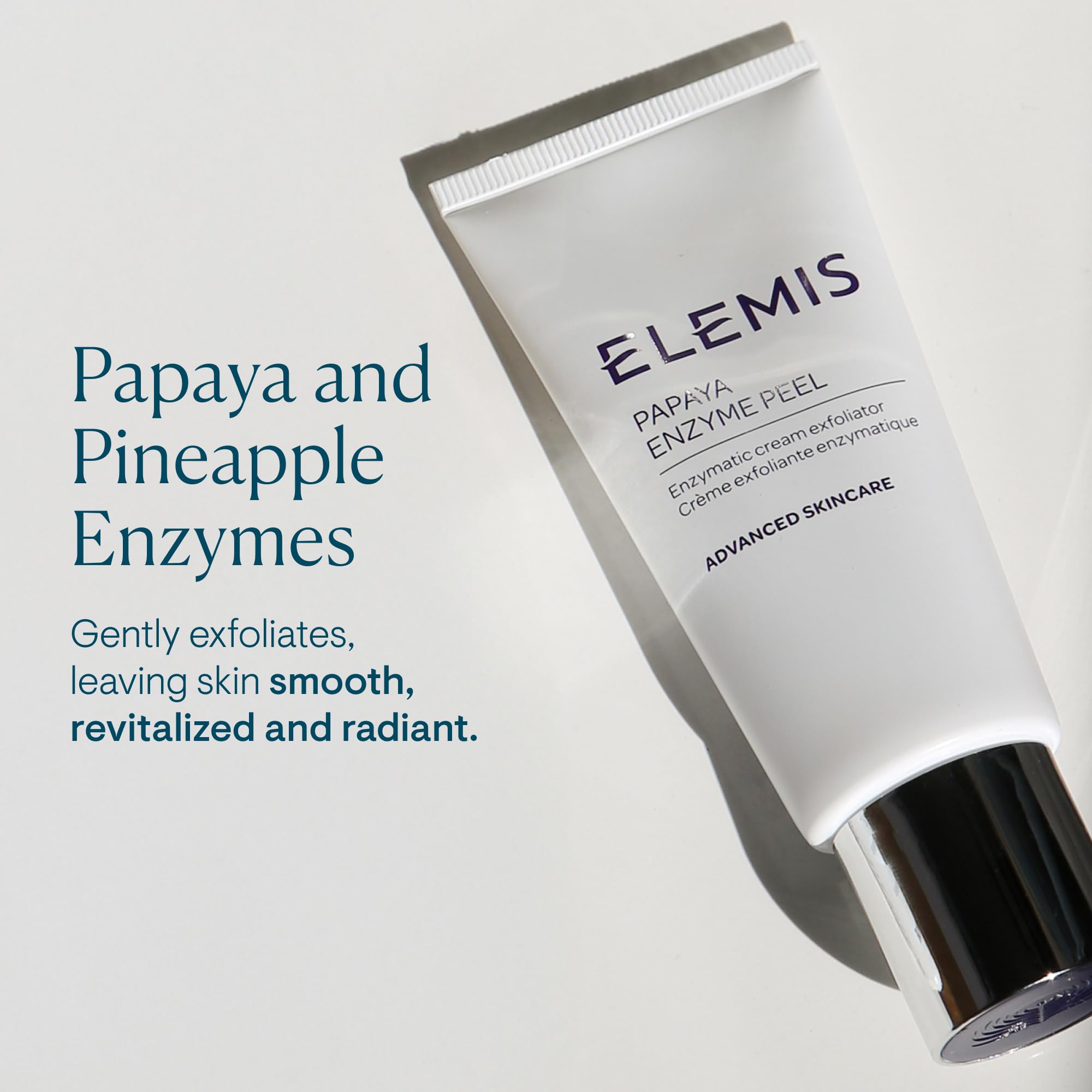 ELEMIS enzymes illustration showing papaya and pineapple action for gentle exfoliation benefit