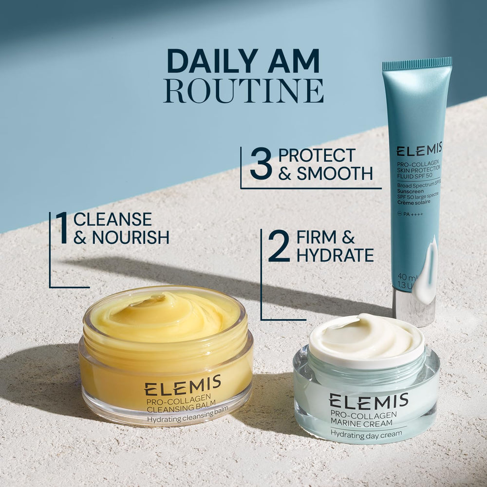 ELEMIS bottle on bathroom shelf indicating everyday routine convenience