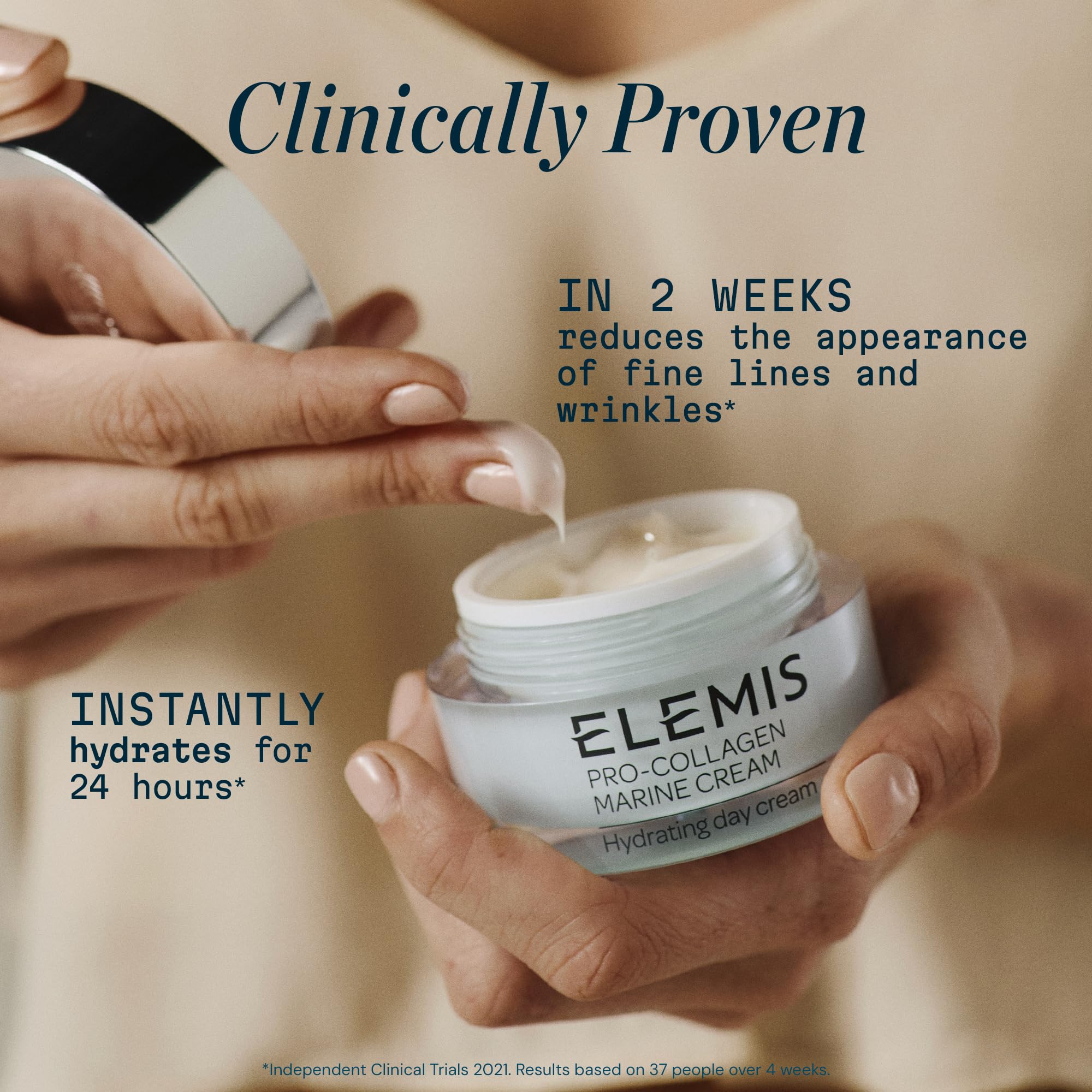 ELEMIS label close-up highlighting marine ingredients and benefits
