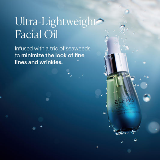ELEMIS dropper releasing oil illustrating precise, no-spill application benefit