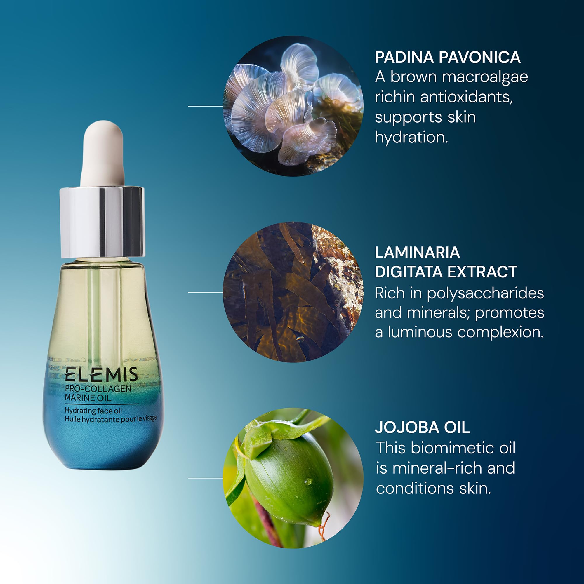 ELEMIS open cap and label focus showing ingredient clarity and premium packaging