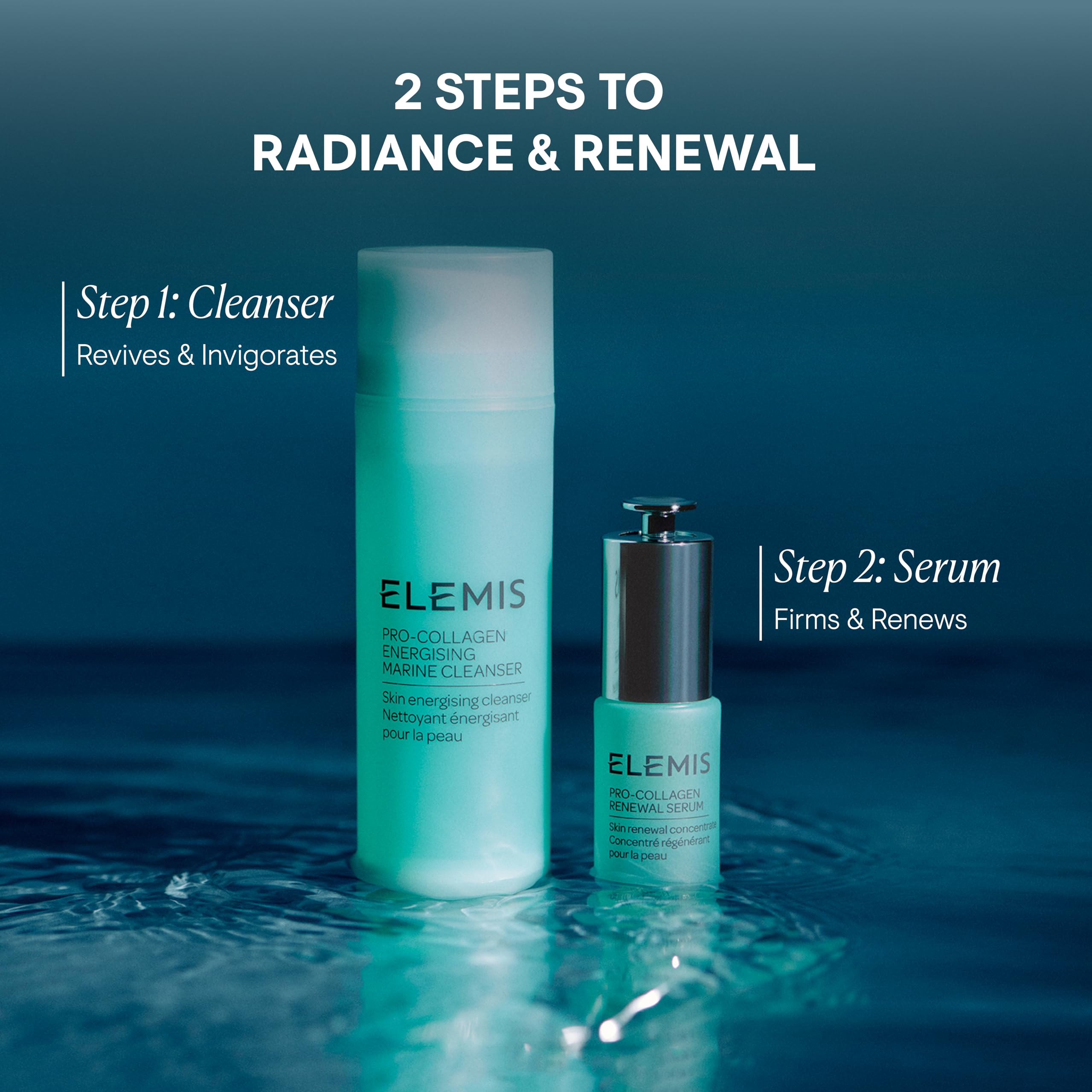 ELEMIS bottle beside ruler to illustrate 15ml travel-friendly size benefit