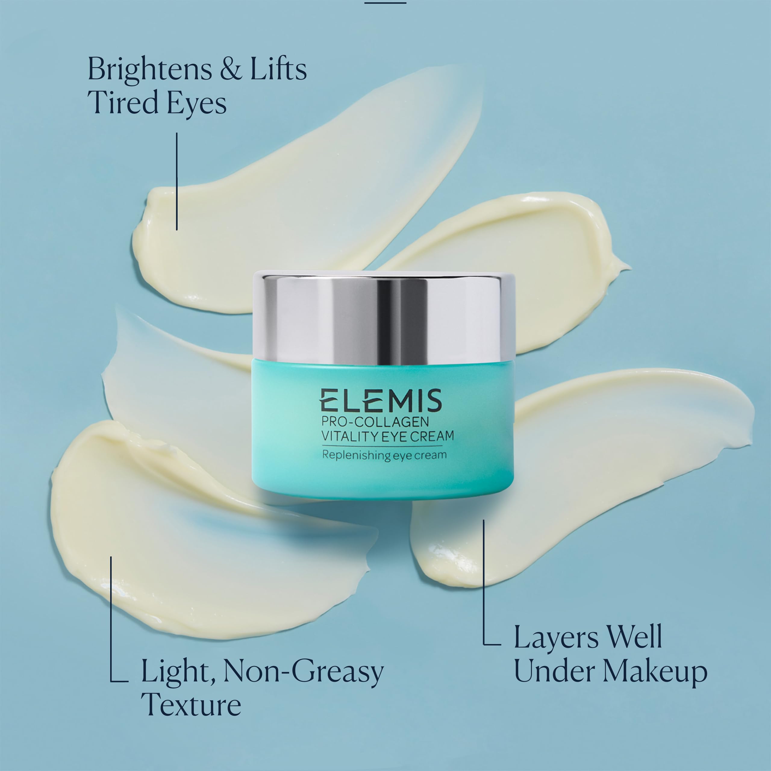 ELEMIS label close-up showing product name and restorative eye benefits