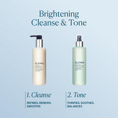 ELEMIS bottle held in hand to show 6.7 fl oz scale and travel-friendly benefit