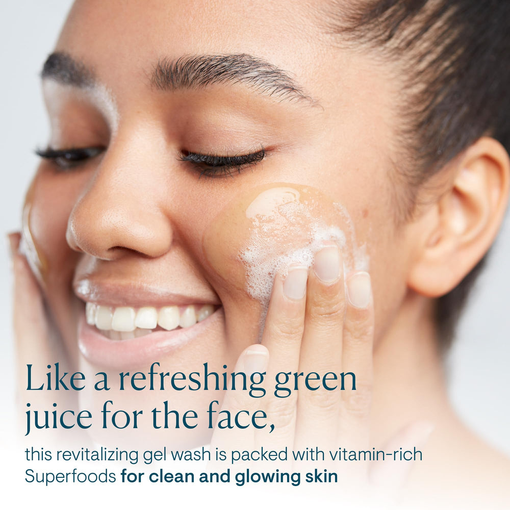 ELEMIS gel texture on fingertips highlighting gentle cleansing benefit