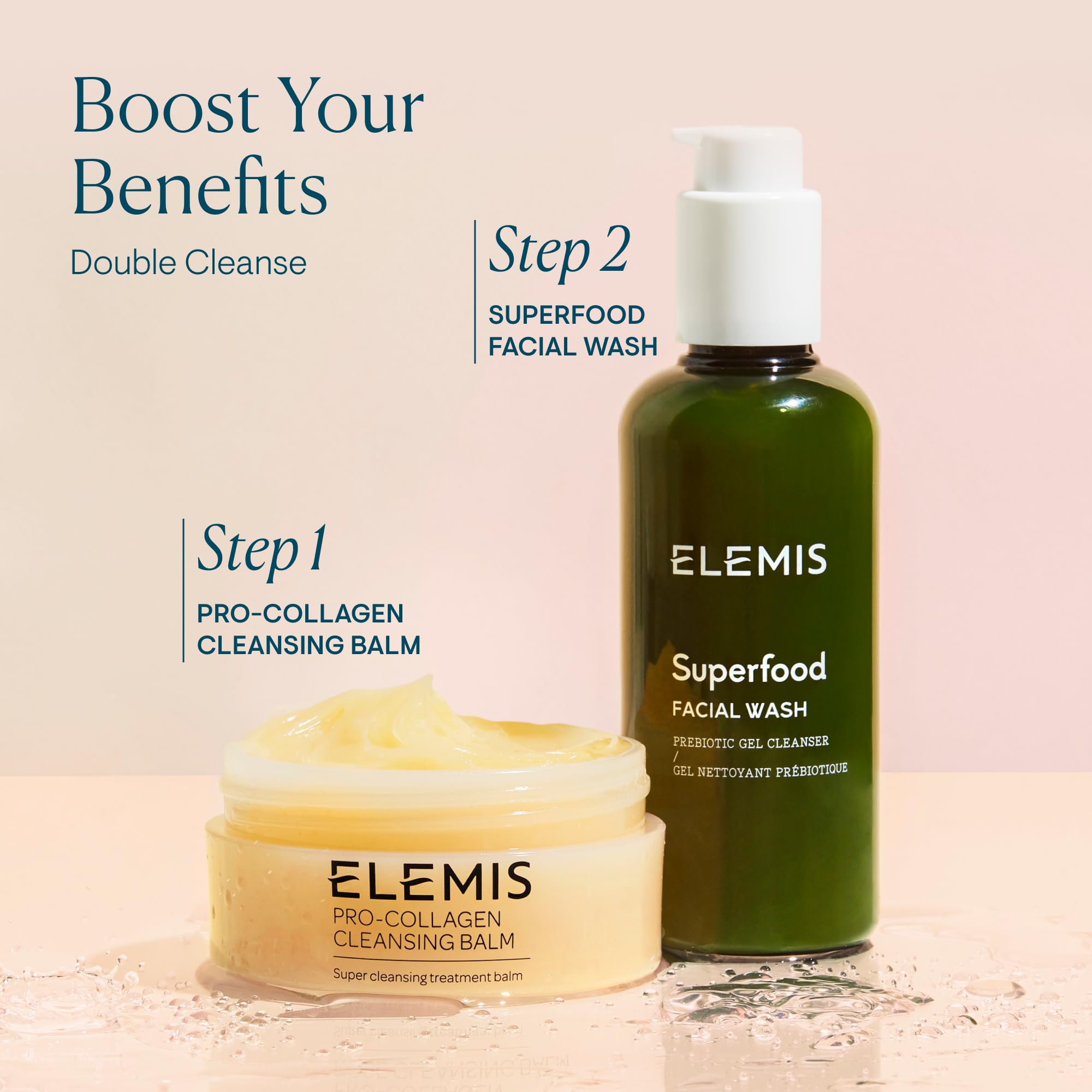 ELEMIS size comparison in hand showing 200ml travel-friendly capacity benefit