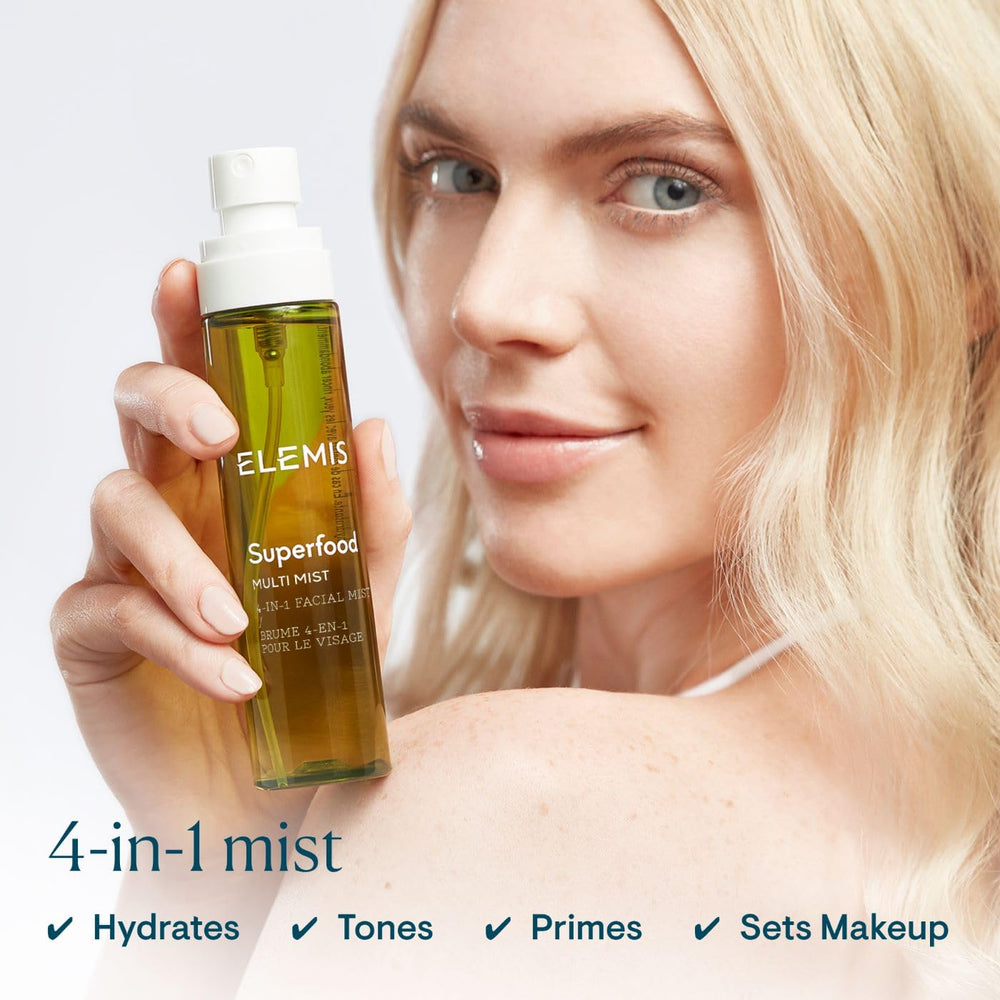 ELEMIS mist spray nozzle close-up delivering fine hydration mist for quick refresh