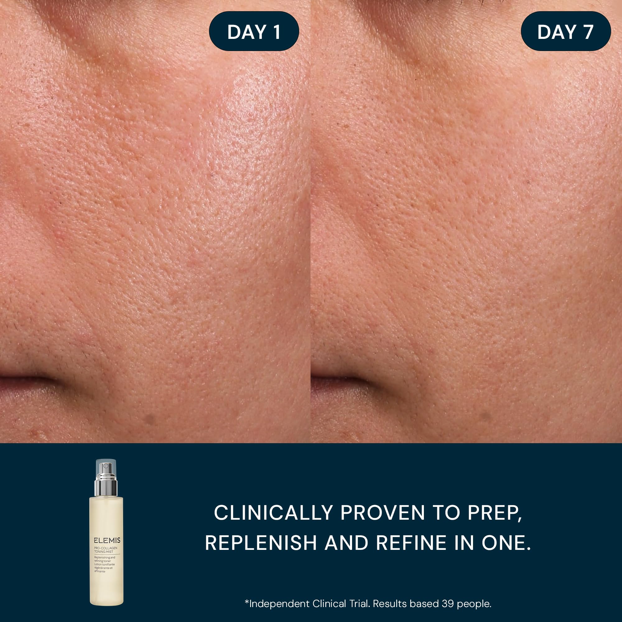 ELEMIS mist spray mid-air demonstrating ultra-fine mist for instant hydration benefit