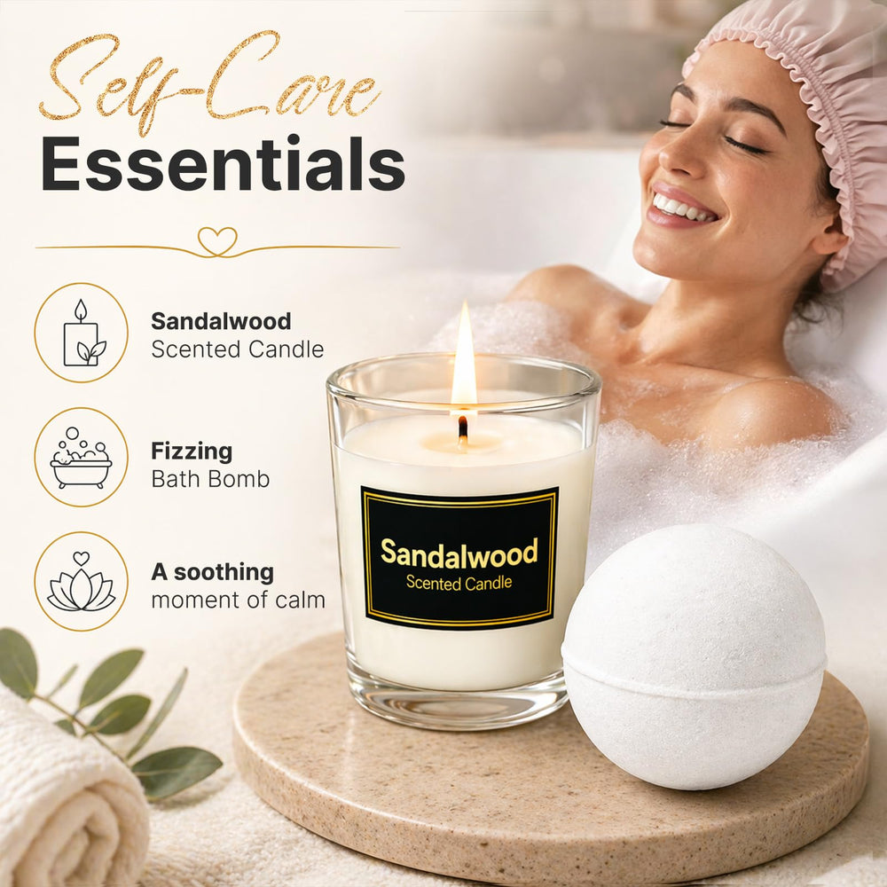 Eletorot sandalwood candle detail showing label and calming aroma benefit